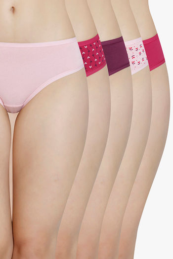 Buy Amante Low Rise Three-Fourth Coverage Bikini Panty (Pack of 5) - Assorted
