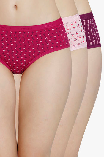 Buy Amante Medium Rise Three-Fourth Coverage Hipster Panty (Pack of 3) - Assorted