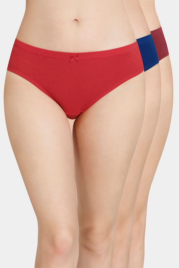 Buy Amante Medium Rise Full Coverage Bikini Panty (Pack of 3