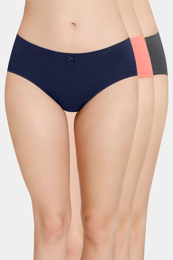 Buy Amante Medium Rise Full Coverage Hipster Panty (Pack of 3) - Assorted