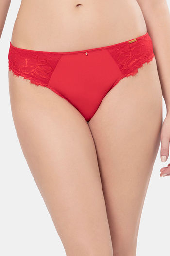 Buy Amante Low Rise Half Coverage Thong - Spanish Red at Rs.545