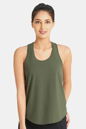 Buy Amante Smooth and Seamless Easy Movement Relaxed Fit Racer Back Tank Top - Army Green