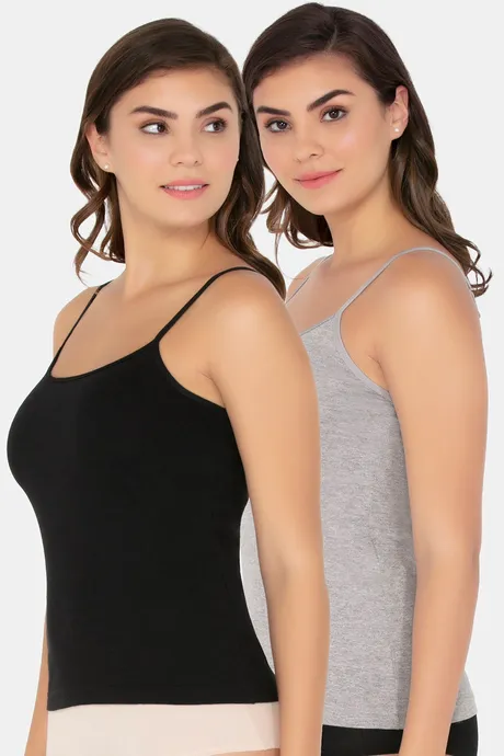 Buy Amante Cotton Camisole (Pack of 2) - Black Grey at Rs.590