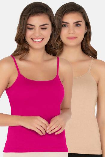 Buy Amante Cotton Camisole (Pack of 2) - Nude Fuchsia