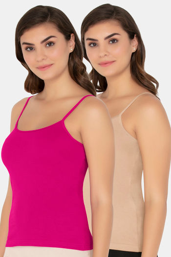 Buy Amante Cotton Camisole (Pack of 2) - Nude Fuchsia at Rs.590 online