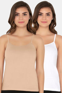 Buy Floret Cotton Camisole (Pack of 2) - White Black at Rs.458