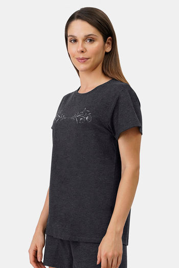 Buy Amante Knit Cotton Blend Top - Charcoal
