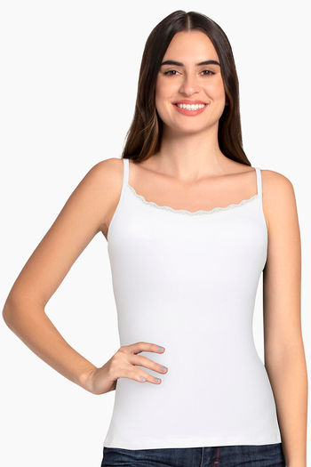 Buy Amante Cotton Elastane Camisole - White