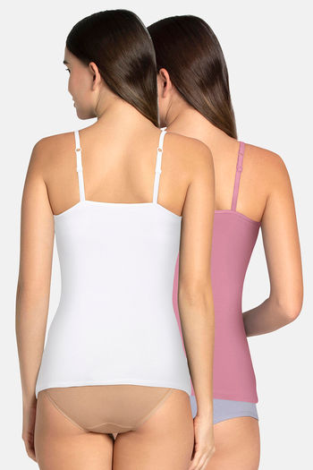 Buy Amante Cotton Elastane Camisole (Pack of 2) - White Wildrose at Rs.1190  online