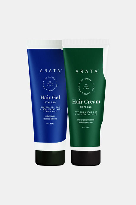 Buy Arata Natural Hair Styling Combo with Hair Gel 50 Ml Hair Cream 50 Ml for Men Women All Natural Vegan Cruelty Free For Nourishing Styling Strong Hold at