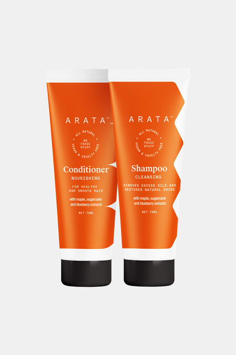 Buy Arata Natural Happy Hair Duo For Men & Women With Cleansing Shampoo(75  Ml) & Conditioner(75 Ml) || All-Natural, Vegan & Cruelty-Free || Non-Toxic,  Plant-Based Hair Cleansing at Rs.508 online | Health
