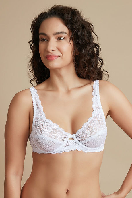 Buy Zivame Luxe Lace Single Layered Wired Medium Coverage Lace Bra-White at  Rs.995 online