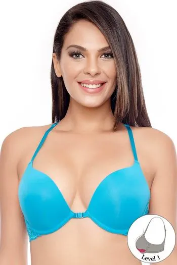 Buy Zivame Naughty Neon Gentle Push Up Front Open Bra With Butterfly  Back-Blue at Rs.1095 online