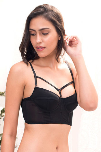 Buy Zivame Cage Neckline Longline Bra- Black at Rs.1195 online