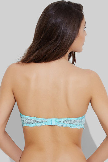 Buy Zivame Floral Lace Padded Strapless Bra- Turquoise at Rs.895