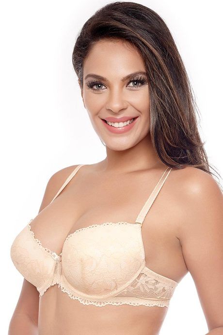 Buy Zivame Lace Embrace Wired Convertible Straps Gentle Push Up Bra-Beige  at Rs.1095 online