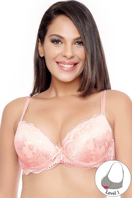 Buy Zivame Lace Embrace Floral Wired Convertible Straps Gentle Push Up Bra-Pink  at Rs.1095 online