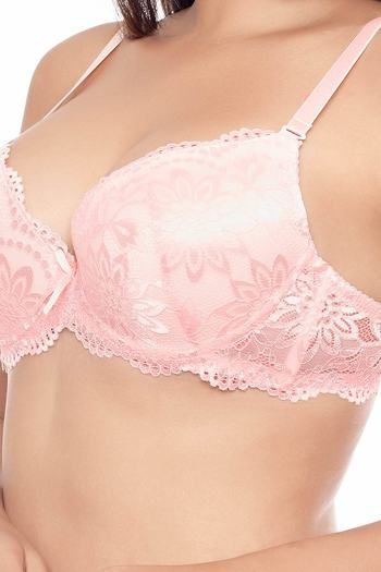 Buy Zivame Lace Embrace Wired Convertible Straps Gentle Push Up Bra-Pink  Online at Low Prices in India 
