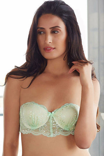 Buy Zivame Delicate Summer Lace Strapless Longline Bra-Pear Green at Rs.975  online