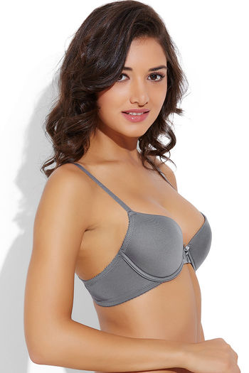 Zivame All That Lace Padded Wired Low Coverage Bra-Grey