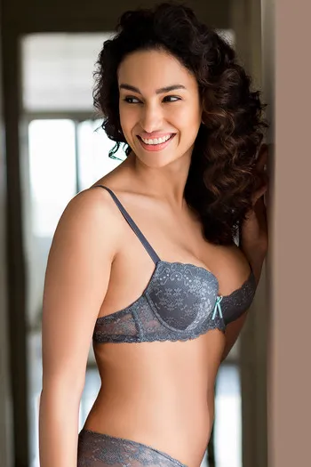 Buy Zivame All That Lace Gentle Pushup Bra- Grey at Rs.995 online