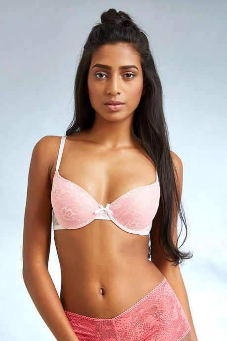 Buy Zivame Cuppa Contrast Padded Sweetheart Neckline Bra- Coral at