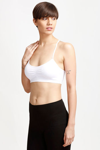 Zivame Made To Layer Double Layered Non Wired Medium Coverage Bralette  -White