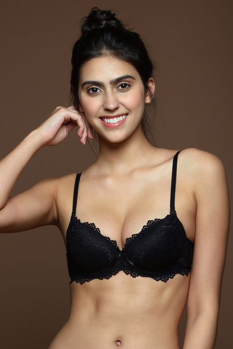 Zivame All That Lace Push Up Wired Low Coverage Bra-Blush