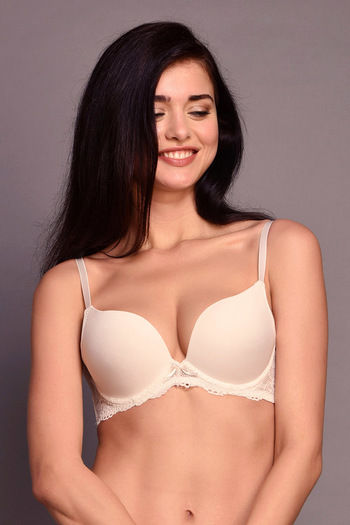 Zivame All That Lace Push Up Wired Low Coverage Bra-Ivory