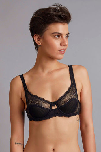 Zivame Black Medium Coverage Balconette Bra