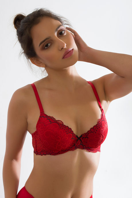 Buy Zivame Beautiful Basics Push Up Wired Low Coverage Bra-Red at Rs.995  online