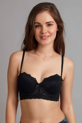 Buy Zivame All That Lace Push Up Wired Low Coverage Strapless Bra-Black at  Rs.1195 online