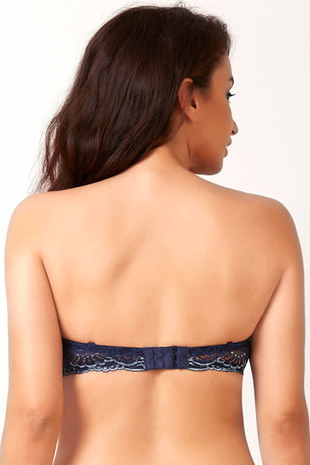 Buy Zivame Dual Toned Strapless T Shirt Bra With Low Rise Bikini Panty-Blue  at Rs.1390 online