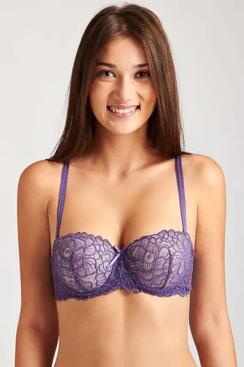 Zivame Cuppa Contrast Push Up Wired Low Coverage Bra-Purple
