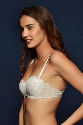 Buy Zivame Luxe Lace Push Up Wired Low Coverage Bra-Beige Pink at Rs.1699  online