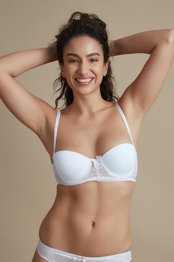 Zivame Luxe Lace Push Up Wired Medium Coverage T-Shirt Bra-White