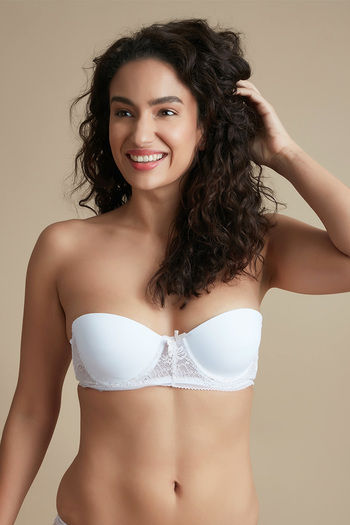 Buy Zivame Luxe Lace Side Shaping Bra with Bikini Panty- White at Rs.1590  online