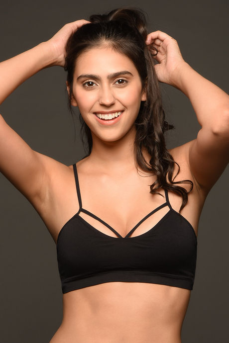 Buy Zivame Made To Layer Double Layered Non Wired Low Coverage Bralette - Black at Rs.895 online