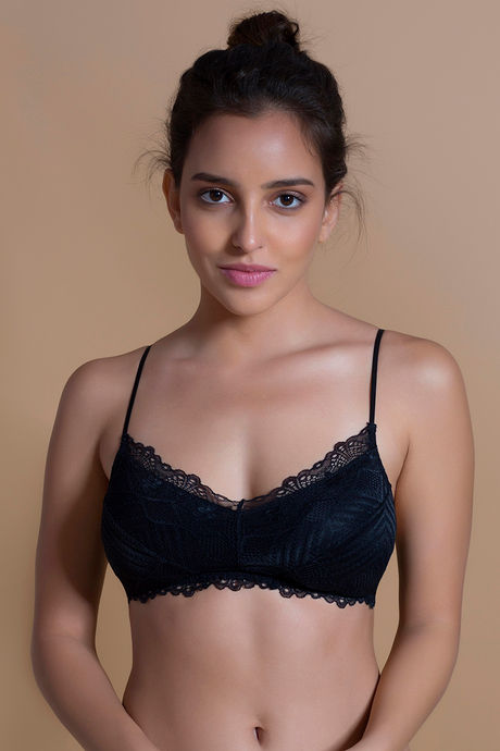 Buy Zivame Made to layer Satin Scallop Lace Bralette- Black at Rs.895  online