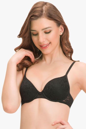 Stylish Black Padded Lacy Wired Bra-Women-Ladies-Girls-Online