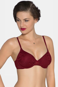 Buy Amante Bridal Floral Lightly Padded Underwired Bra-Maroon