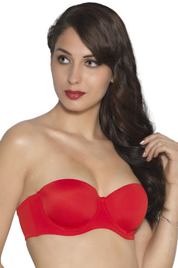 Buy Amante Padded Wired Demi Coverage Strapless Bra - Red