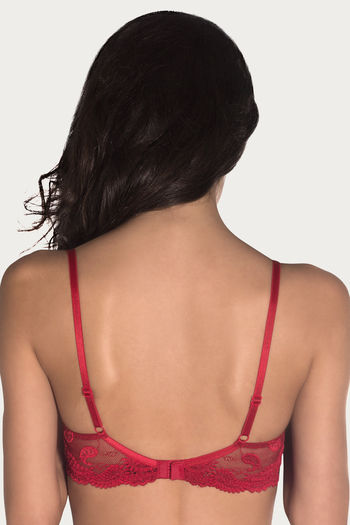Buy Amante Semi Sheer Non Padded Underwired Bra- Red at Rs.845 online