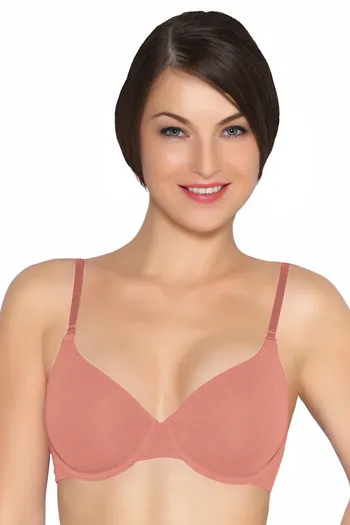 Buy Amante Padded Underwired Cotton T-shirt Essential Bra-Apricot