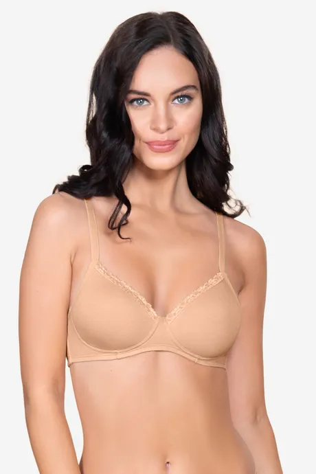 Buy Amante Double Layered Non Wired 3/4th Coverage Super Support Bra - Nude  at Rs.348 online
