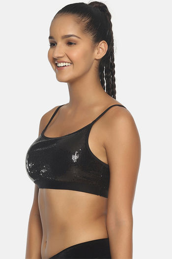 Buy Brag Teens Sequin Bustier Bra Top With Removable Cookie - Black at  Rs.999 online