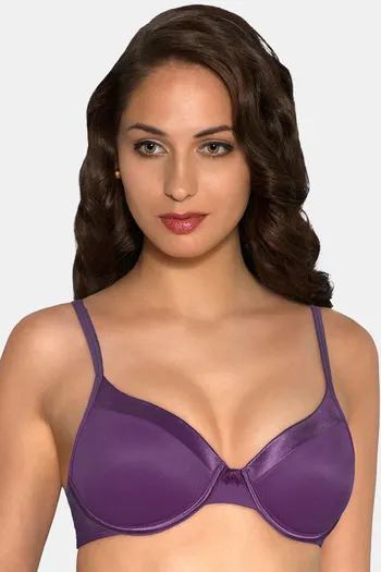 Buy Amante Satin Edge Padded Wired 3/4th Coverage T-Shirt Bra - Violet