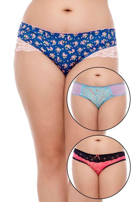 Buy Zivame Ultra Soft Lacy Hint Bikini Brief (Pack of 3)- Assorted at  Rs.855 online