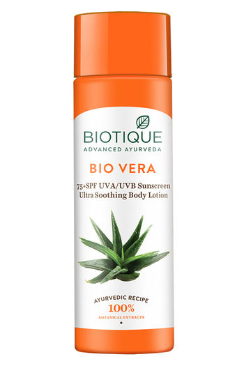 Buy Biotique Bio Vera 75+ SPF UVA/UVB Sunscreen Ultra Soothing Body Lotion 190 ml