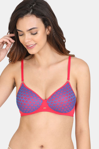 Buy BITZ Padded Non Wired 3/4th Coverage T-Shirt Bra - Barberry